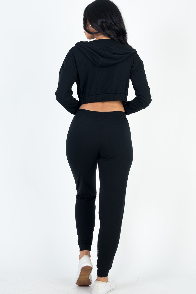 French Terry Cropped Cami with Zip-up Jacket and Joggers Set (CAPELLA)-8