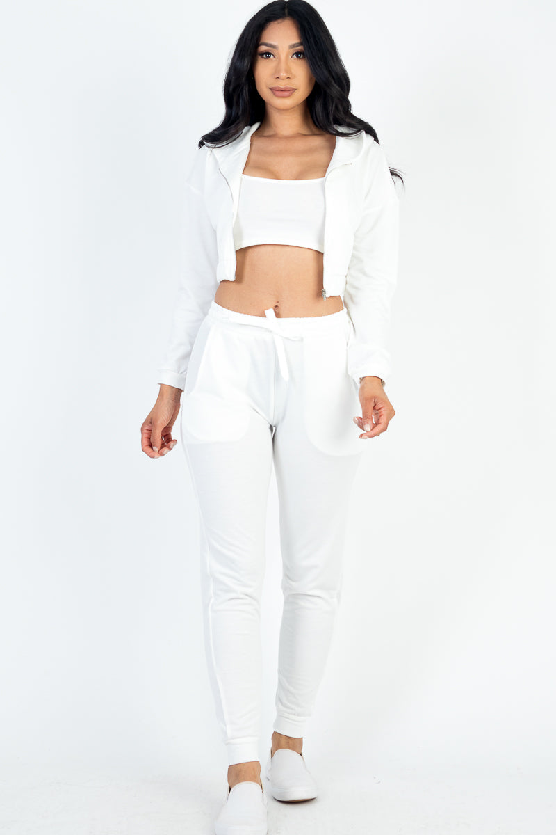 French Terry Cropped Cami with Zip-up Jacket and Joggers Set (CAPELLA)-31